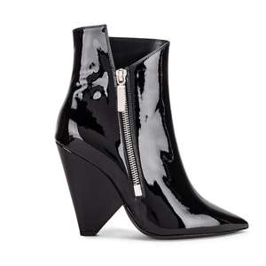 Donne Nero Heteromorphic tacco Punta A Punta <span class=keywords><strong>Stivaletti</strong></span> Alla Caviglia Breve Stivali - Product Image 2