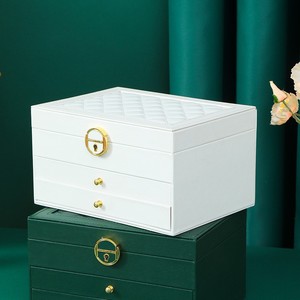 In-stock Diamond-Quilted <b>Jewelry</b> Boxes (Single/Double/Triple Layer) - Best-selling Cross-border Lockable <b>Jewelry</b> <b>Organizers</b> - Product Image 1