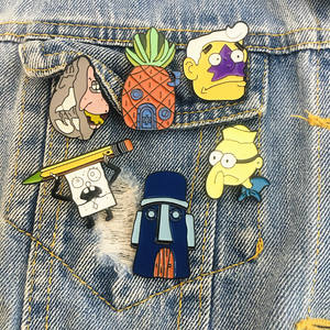 Dibujos animados moda <span class=keywords><strong>Bob</strong></span> <span class=keywords><strong>Esponja</strong></span> Squarepants Combo insignia Pie Big Star <span class=keywords><strong>piña</strong></span> <span class=keywords><strong>casa</strong></span> personalidad broche Accesorios - Product Image 2