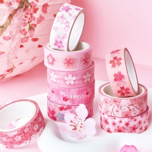 เทปวาชิลายดอกซากุระแสนโรแมนติก 12 ม้วน 5 ม. สำหรับตกแต่งสมุดบันทึก งานฝีมือ DIY ของขวัญ - Product Image 2