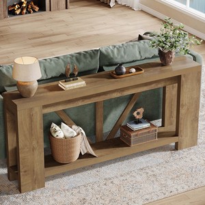 Tribesigns Consolle Extra Lunga Stile Fattoria da 180 cm con Vano Portaoggetti, <span class=keywords><strong>Tavolo</strong></span> da Divano in Legno per Ingresso e <span class=keywords><strong>Soggiorno</strong></span>, Marrone - Product Image 4
