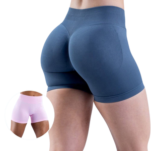 Pantalones cortos de cintura alta para mujer, pantalones cortos de yoga sin costuras para hacer ejercicio - Product Image 1