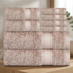 Ensemble de 3 serviettes de bain en coton uni ORCHID, en tissu éponge coupé, pour la maison, le spa, les hôtels de luxe, séchage rapide - Product Image 1