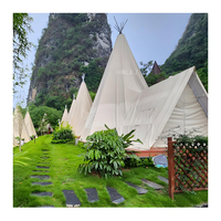 Tente de safari légère quatre saisons avec structure en acier, imperméable, pour glamping en extérieur, avec une chambre et un salon, idéale pour les centres de villégiature