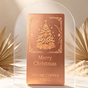 Lingot de cuivre fin 99,9 % de 1000 g, design sapin de Noël, plaque métallique rectangulaire, cadeau de Noël - Product Image 4