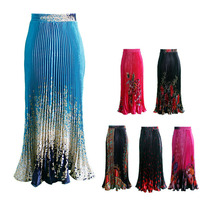 2022 Nieuwste Vrouwen Rokken Lente Zomer Gedrukt Metallic Kleur Lange Geplooide Rok Mermaid Satin Maxi Rok