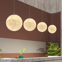 Lustre décoratif d'intérieur moderne et créatif APCITL, ampoule LED E27, luminaire suspendu 3D en forme de lune, température de couleur 2700K-6000K, salon