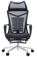 Chaise pivotante ergonomique en maille à dossier haut avec appui-tête réglable, support lombaire et repose-pieds rétractable pour bureau de direction ou poste de travail à domicile
