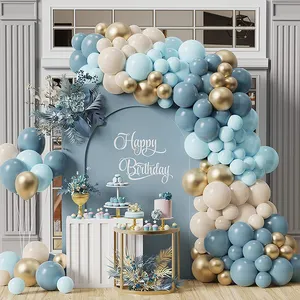 Kit de guirlande de ballons bleu sarcelle, sable blanc, Pastel, Macaron, métal, or, ensemble de ballons, Baby Shower, fête de mariage, décoration de fond
