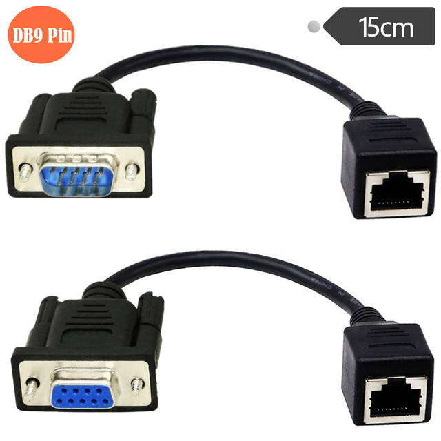 Factory OEM DB9 to RJ45 Adapter Cable with 8 Conductors DB9 Male/Female to RJ45 Extender Model K-DB9TRJ45MMBK036