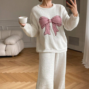 <span class=keywords><strong>Pigiama</strong></span> da <span class=keywords><strong>donna</strong></span> abbigliamento invernale da casa in <span class=keywords><strong>pile</strong></span> di corallo termico abito da notte in flanella per abbigliamento domestico elastico in vita <span class=keywords><strong>morbido</strong></span> <span class=keywords><strong>pigiama</strong></span> personalizzato - Product Image 2