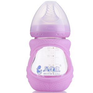 Beiyoukang Biberón de vidrio para bebé, 150 ml, boca ancha, anticaída, para 0-12 meses - Product Image 2