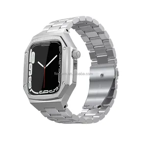 Uygun AppleWatch için kayış Metal AP meşe modifiye Apple WatchSE WatchS6 ile iWatch7 6 5 4 paslanmaz çelik S7 kılıf
