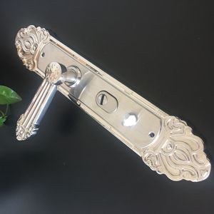 Poignée de porte européenne en laiton massif, antivol, moderne, argentée, ambidextre, grande poignée d'entrée pour villa, quincaillerie de qualité supérieure - Product Image 4
