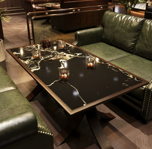 Ensemble de meubles en fût de whisky 4 pièces, canapé <span class=keywords><strong>Chesterfield</strong></span> en <span class=keywords><strong>cuir</strong></span> PU, <span class=keywords><strong>fauteuil</strong></span>, table pour bar et boîte de nuit - Product Image 3