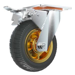 Durável silencioso 4in 6in 8in 100kg carga pesada <span class=keywords><strong>industrial</strong></span> bloqueio giratório rodízio de borracha com freio duplo - Product Image 1