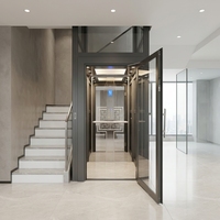 Ascenseur de luxe pour maison avec finition miroir doré et affichage numérique des étages, pour villa moderne, ascenseur résidentiel