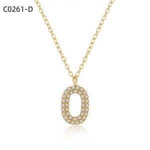Collar con Colgante de Letra O Amy Amy, Chapado en Rodio, con Circonita Cúbica, Joyería de Moda para Mujer, Regalo, Uso Diario - Product Image 3