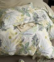 Ensemble de literie 100% coton 3 pièces housse de couette ensemble vert imprimé floral tropical Chic léger pour relooking de chambre élégant