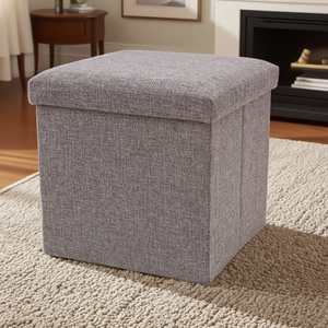 Wholesale Modern Square Foot Stool Foldable Living Room <strong>Storage</strong> Ottoman <strong>Pouf</strong> <strong>with</strong> Cube Bin Customizable Design - Product Image 1