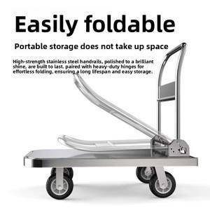 รถเข็นสแตนเลสแบบพับได้ ปรับระดับได้ ผลิตขึ้นเพื่อการจัดเลี้ยงและบริการจัดงานเลี้ยง - Product Image 6
