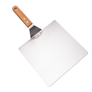 Stainless Steel Pizza Spatula 10 Inch Square With Wooden Handle For Baking And Frying Fish Transfer - Product Image 1