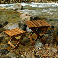 Tabouret pliant moderne et durable en bois de hêtre massif pour camping en extérieur - Double usage comme table et chaise pour la pêche en extérieur