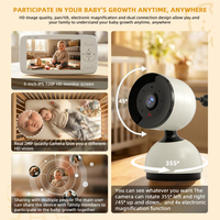 Cámara Inteligente de 5 Pulgadas, 1080P HD WiFi, Visión Nocturna, Cámara IP con Seguimiento IA, Monitor de Seguridad para Bebés, Monitor de Temperatura para Bebés con WiFi
