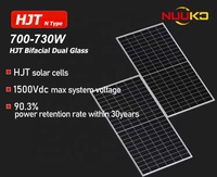 Modul Surya NUUKO 700W 715W 720W 730W Tipe-N untuk Sistem PV Atap Komersial & Pabrik Industri, Kaca Ganda Bifasial, 1500V