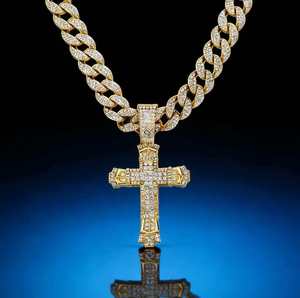 Hip Hop <b>Cross</b> Pendant European and American Personality Versatile Zinc <b>Cross</b> Necklace for <b>Men</b> - Product Image 2