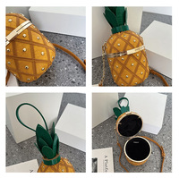 Trendy gepersonaliseerde PU leren emmertashandtas voor dames, 2026, met ketting, crossbody tas, nieuw ananasvormig handtasje