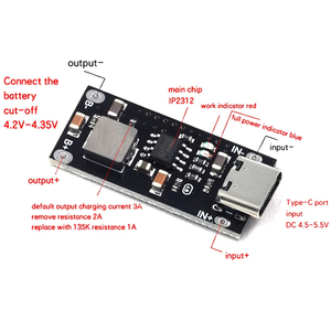 Entrée USB type-c batterie au lithium ternaire polymère 3A à courant élevé carte de charge <span class=keywords><strong>rapide</strong></span> <span class=keywords><strong>rapide</strong></span> IP2312 Mode CC/<span class=keywords><strong>CV</strong></span> 5V à 4.2V - Product Image 2