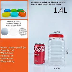 Tarro Cuadrado Transparente <span class=keywords><strong>de</strong></span> Plástico PET con Tapa <span class=keywords><strong>de</strong></span> Rosca para Almacenamiento <span class=keywords><strong>de</strong></span> Alimentos, Kimchi, Dulces, <span class=keywords><strong>Miel</strong></span>, Azúcar, Aperitivos y Condimentos 1.2L 1.4L 1.5L - Product Image 4