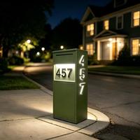 Boîte aux lettres solaire en acier inoxydable/fer, couleur personnalisée OEM, étanche, éclairée par LED, pour bâtiments commerciaux et résidentiels