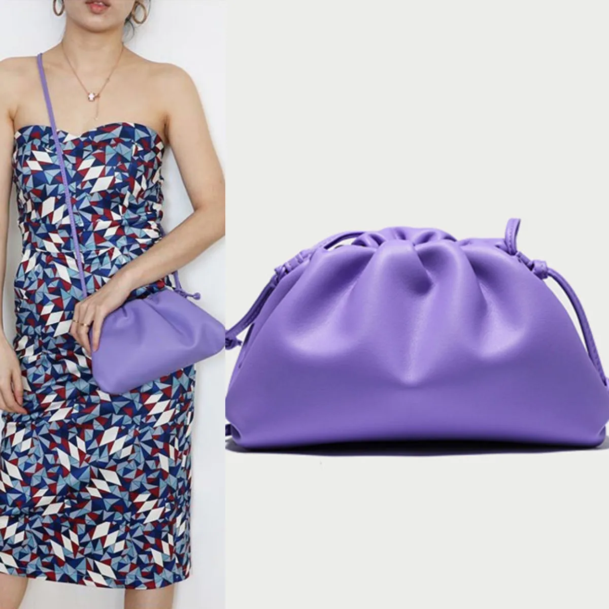 REWIN tas selempang kulit asli wanita kualitas tinggi dengan bukaan logam tali tas tangan genggam praktis untuk wanita