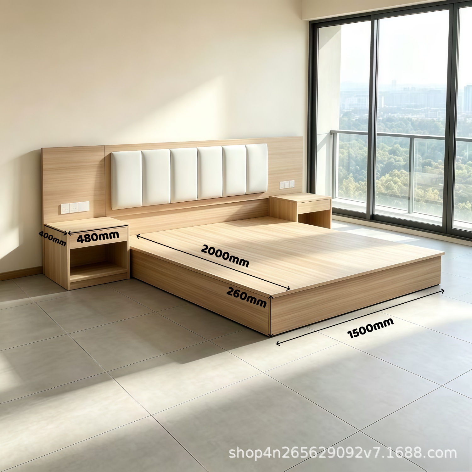 1.5-meter large square bed - W