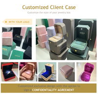 Boîte à bijoux en cuir de luxe personnalisée FORTE avec logo LED, boîte à bijoux en cuir sur mesure pour collier et ensemble de bagues