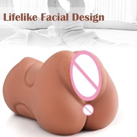 Männlicher Masturbator Ultra-Realistische Vagina-Form Doppelkanal Taschenformat-Stroker Erwachsenen-Sexspielzeug für Männer TPE