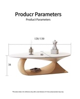 Table basse minimaliste, moderne, en dalle de pierre ovale, en bois massif, artistique, table basse haut de gamme pour salon avec forme unique