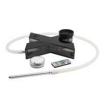 Vente chaude X-Shape LED Lumière Narguilé Moderne Carré Acrylique Conception Portable Manuel En Plastique Narguilé