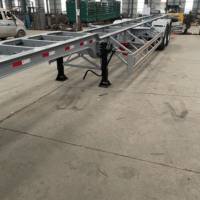 Semi Trailer Kerangka Kontainer 3 As Roda 40ft dengan Kunci Putar untuk Transportasi Pelabuhan