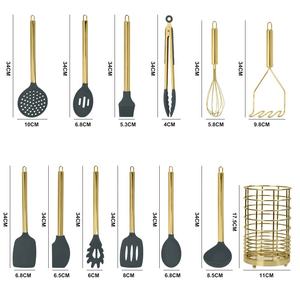 Ustensiles de cuisine en silicone et acier inoxydable doré – Ensemble d'ustensiles de cuisson en silicone pour la maison - Product Image 6