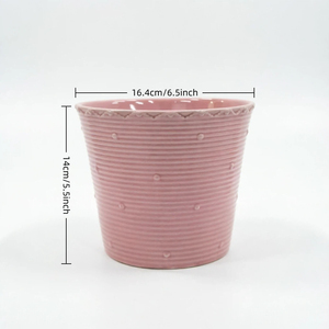 Pots à fleurs en céramique <span class=keywords><strong>de</strong></span> qualité supérieure, 6,5 pouces, rose, à bord festonné côtelé, pour <span class=keywords><strong>une</strong></span> <span class=keywords><strong>d</strong></span>écoration élégante <span class=keywords><strong>de</strong></span> la maison et du jardin, plantes et fleurs <span class=keywords><strong>d</strong></span>'intérieur - Product Image 2
