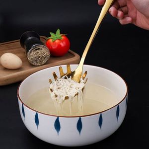 Modern Small Stainless Steel <b>Spaghetti</b> Spoon Pasta Fork Noodle Spoon with Teeth Brass Utensil for Serving and Cooking - Product Image 6