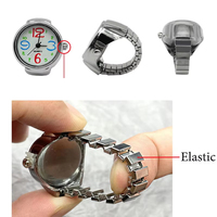 Bague Montre Quartz Luxe Rétro Punk à Grandes Chiffres, Bracelet Flexible en Acier Inoxydable, Bagues Horloges Miniatures Assorties