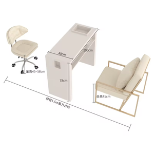 Perlengkapan Salon Kuku Mewah Meja Manikur Ganda dan Kursi Grosir Pabrik Profesional Kayu Salon Kecantikan Modern Abad Pertengahan - Product Image 5