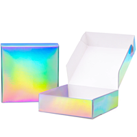 Boîte d'expédition pliable auto-scellante en carton ondulé holographique métallisé avec logo personnalisé pour chaussures, vêtements et ensembles cosmétiques
