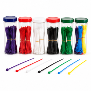 Assortiment de serre-câbles en nylon multicolores emballés en pot, kit de serre-câbles personnalisable pour l'organisation de la maison, pour le bricolage et le rangement quotidien - Product Image 1