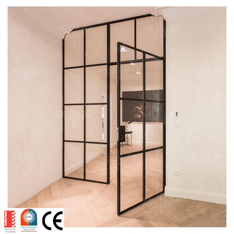 Portes intérieures en verre à cadre en acier aux normes européennes Portes françaises de style crittall