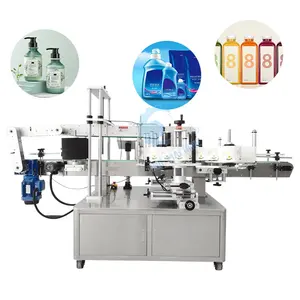 Table Top Automatic Online Double Side Labeler Round Flat Square Bottle Jerrycan Can Label Machine